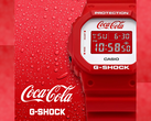The older Casio G-Shock x Coca Cola collab - the DW5600CC23‑4, pictured alongside the Coca-Cola and G-Shock logos against a red background. (Image source: Casio - edited)