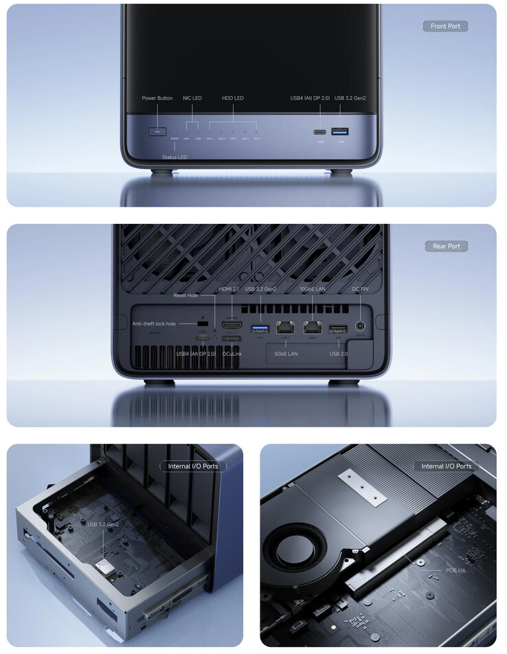 Connectivity ports of the N5 Air AI NAS (Image source: Minisforum)