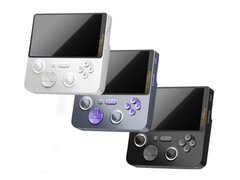 The GameMT E5 Ultra is an unusual retro gaming handheld with a much wider and shorter housing than most. (Image source: GameMT)