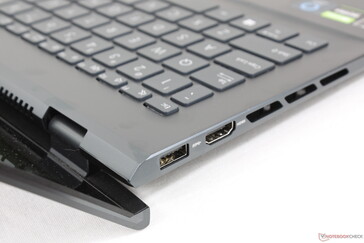 At wider angles, the lid raises the base by ~3 degrees for improved airflow and typing ergonomics
