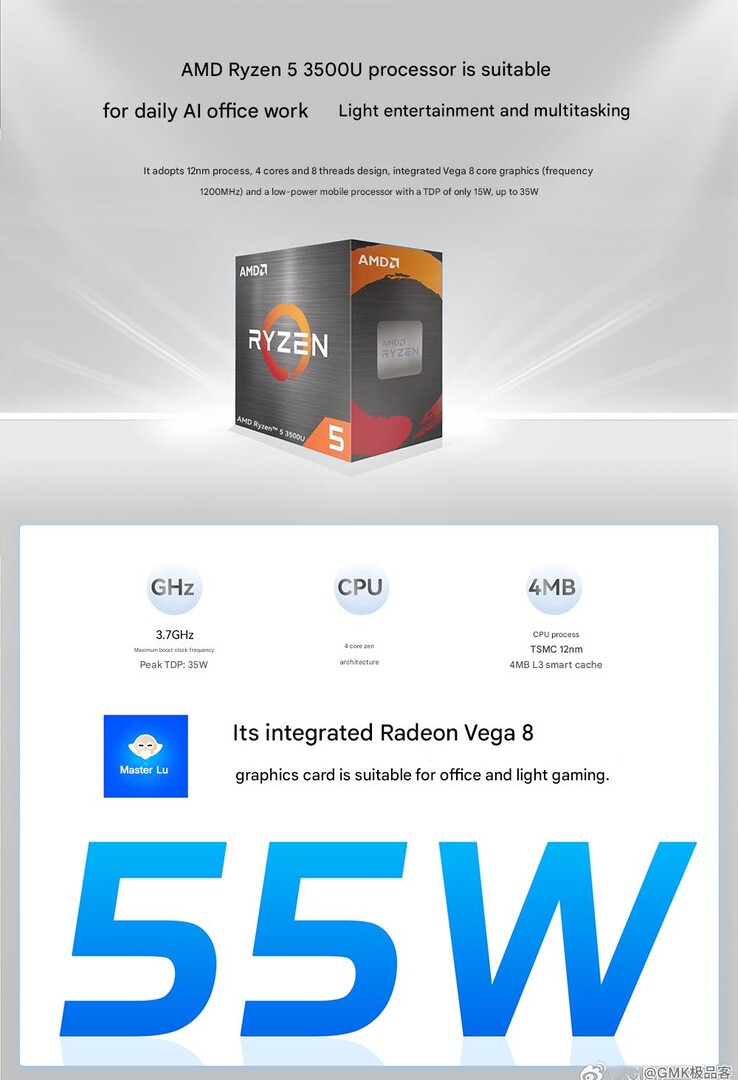 Performance highlights of the GMK G10 mini PC (Image source: GMKtech - machine translated)
