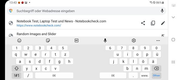 Keyboard in landscape mode