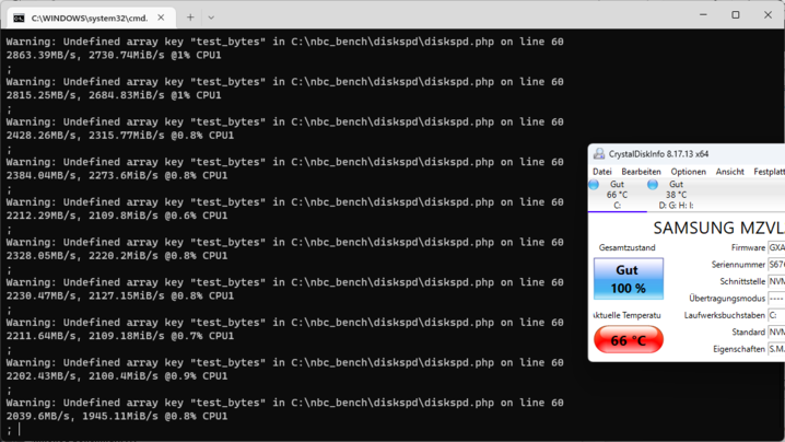 DiskSpd Loop with temperature monitoring