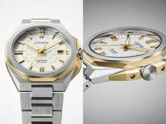 Two profiles of the Citizen Series 8 NB6084-50A, pictured against a white and gray background.