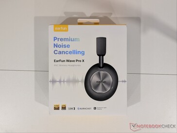 Retail packaging for the EarFun Wave Pro X headphones.