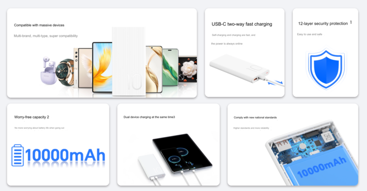 Main highlights of the 22.5W Honor power bank (Image source: Honor - machine translated)