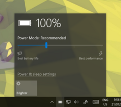The Power-Mode slider allows users to select from four preset power modes for battery life or performance. (Source: Own)