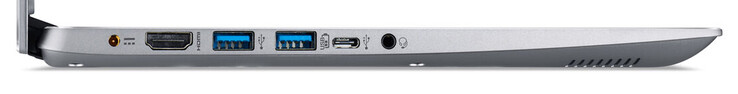 Left-hand side: power connector, HDMI, 3x USB 3.2 Gen 1 (2x Type A, 1x Type C), combo headphone/microphone jack