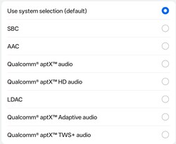 Available Bluetooth audio codecs