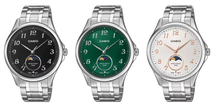 From left to right: the Casio MTP-M110D-1AV, MTP-M110D-3AV, and MTP-M110D-7AV watches. (Image source: Casio, edited)