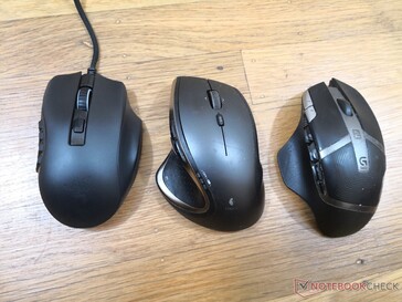 Left to right: Razer Naga X, Logitech Performance MX, Logitech G602