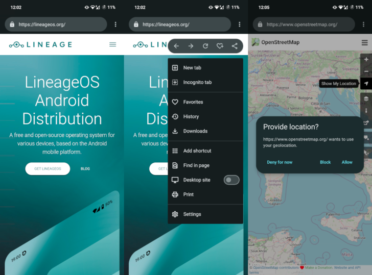 Jelly browser (Image source: LineageOS)