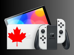 Nintendo Switch OLED with Canadian maple leaf (Image source: Nintendo of Canada with edits)