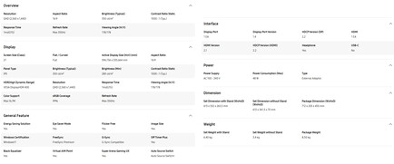 Specs of the Odyssey G60F gaming monitor (Image source: Samsung)