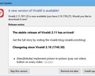 Vivaldi 2.11 update notification (Source: Own)