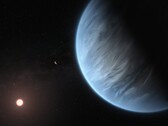An artist's illustration showing an exoplanet and a star.