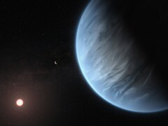 An artist's illustration showing an exoplanet and a star.