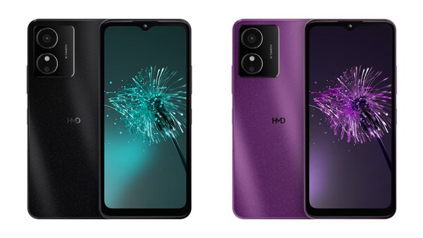 The HMD Aura is available in Shadow Black and Electric Purple. (Image source: HMD)
