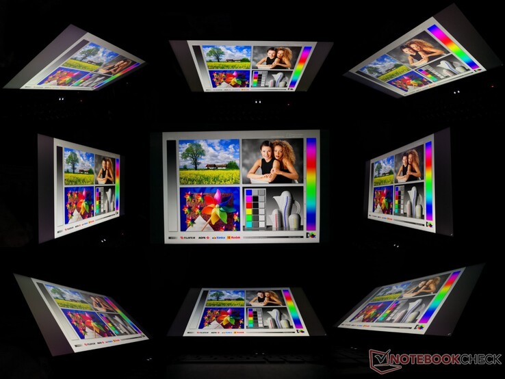 Wide IPS viewing angles. Contrast and colors degrade from extreme angles