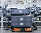 Two humanoid robots working on a factory floor (Image source: UBTech)