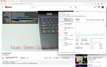 4K YouTube reproduction: zero dropped frames @10% CPU load / 43% iGPU load (Xe graphics)