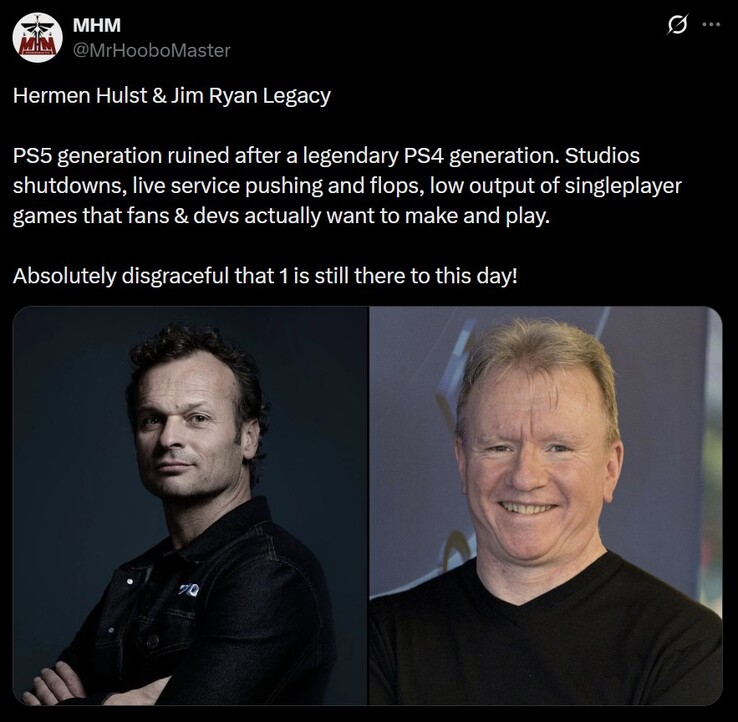 Fans criticize Hermen Hulst and Jim Ryan for ruining the PS5 generation.