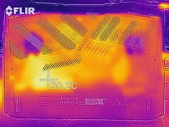 Heat map of the bottom of the device at idle