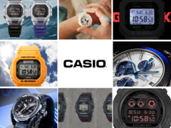 A multitude of watches were added to Casio's online store in May. Pictured - 9 different models launched this month in one image, with the Casio logo in the middle. (Image source: Casio - Edited)