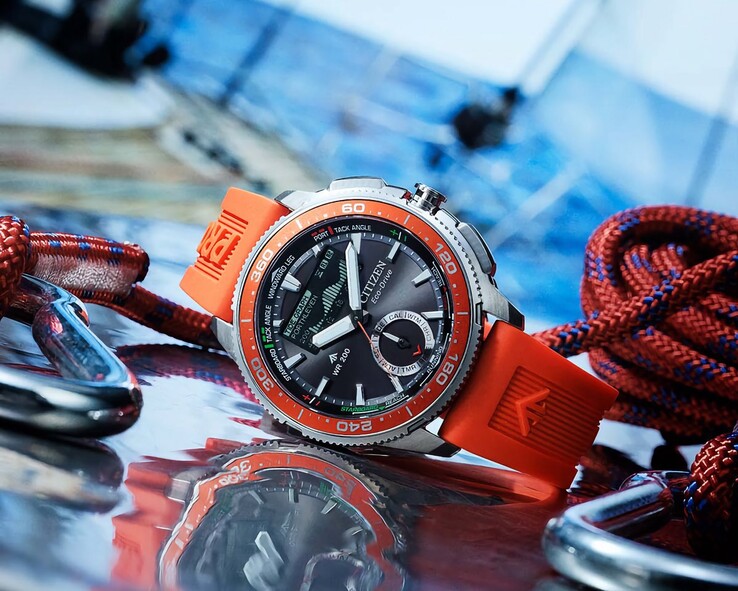 The orange JV3000-13E pairs Citizen’s yacht timer heritage with a bold regatta-ready rubber strap.