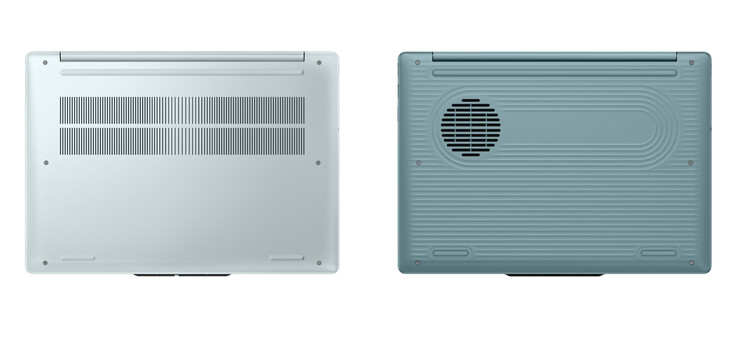The IdeaPad Vibe 14AGP12 can also be configured with a metal or plastic bottom cover, from left to right.