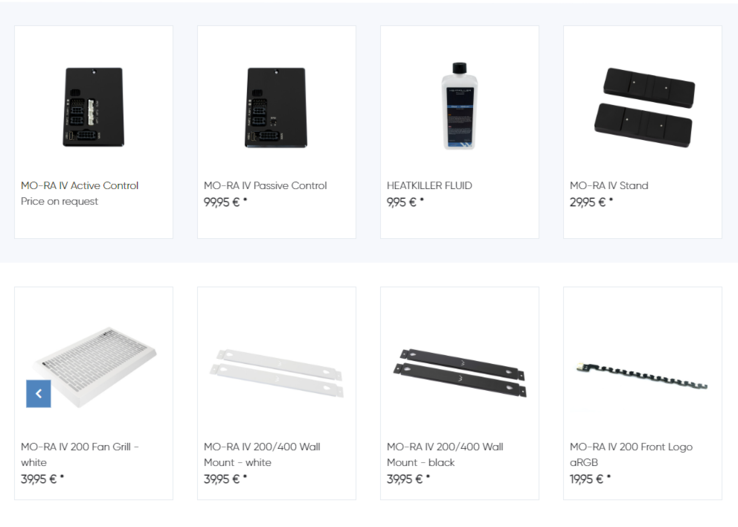 Watercool is also offering accessories for the MO-RA IV radiators. (Source: Watercool)