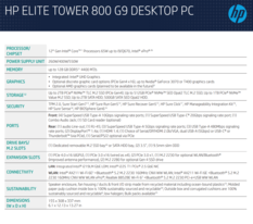 HP Elite Tower 800 G9 - Specifications. (Image Source: HP)