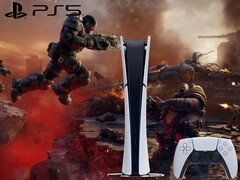 Gears of War: E-Day artwork with PS5 logo and console.