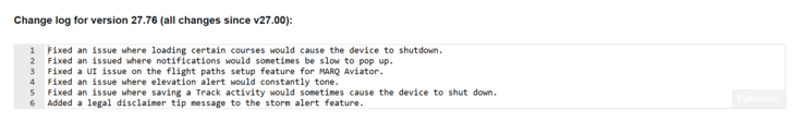 The release notes for Garmin beta version 27.76 for the Fenix 6 smartwatch. (Image source: Garmin)