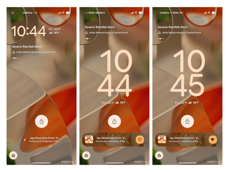 Screenshots of the upgraded Now Playing feature. (Image source: Android Authority)