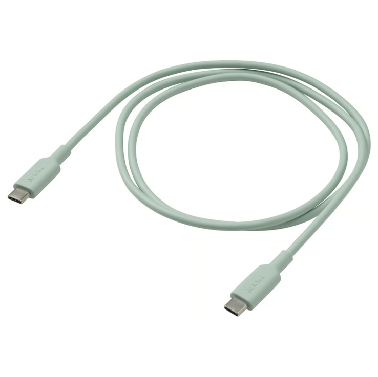 The IKEA Sittbrun USB-C to USB-C cable in light green. (Image source: IKEA)