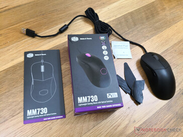 Package content includes manual, alcohol wipe, and protective grips to stick on the mouse
