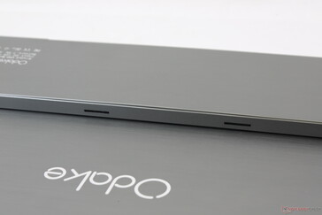 Stereo speakers along the rear of the base