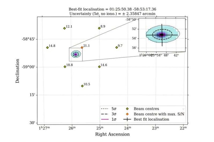 An image showing the location of PSR J0125−5854.