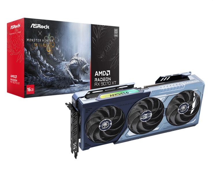 The limited-edition AMD Radeon RX 9070 XT Monster Hunter Wilds Edition 16GB pictured (image source: ASRock)