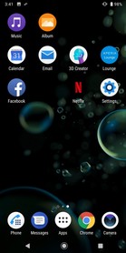 The XZ3 default home screen and a look at some of its preinstalled apps