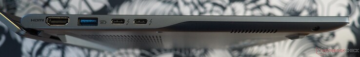 Left side: HDMI 2.1, USB-A 3.0, 2x USB-C 4.0 (incl. DisplayPort & power connection)
