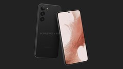 The Galaxy S23 Plus looks like a cross between its predecessor and the Galaxy S22 Ultra. (Image source: @OnLeaks & Smartprix)