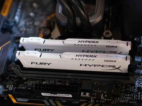 HyperX Fury DDR4 RAM modules installed on a motherboard (Image source: Athena Sandrini/Pexels)