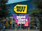 Best Buy store shown with GTA 6 logo