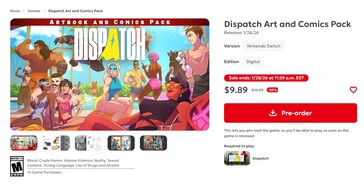 Dispatch Art and Comics Pack on Nintendo of America eShop with censorship (Image source: screenshot, Nintendo of America)