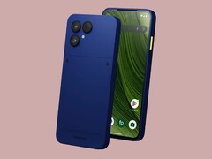 The Fairphone 6 Plus in Cobalt Blue.