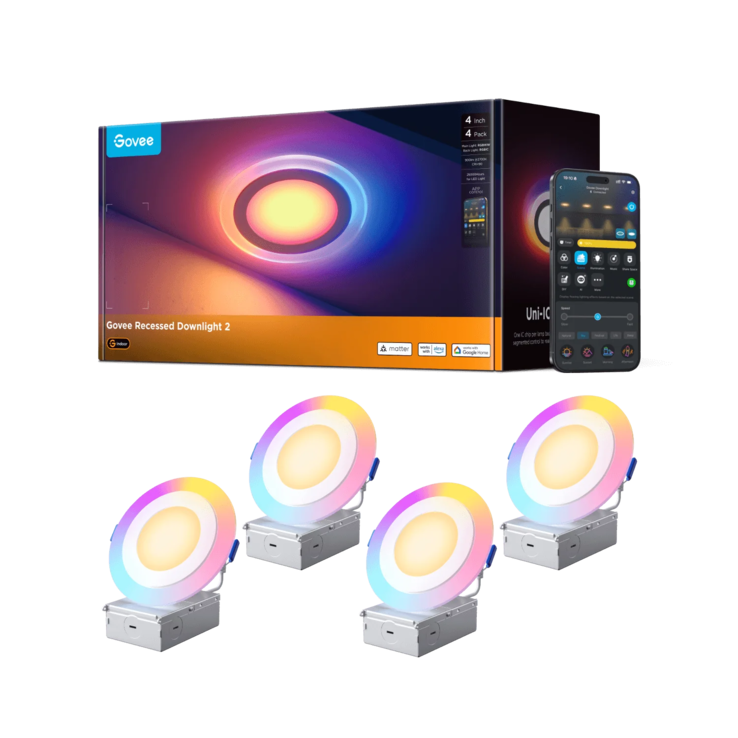The Govee 4-inch/99mm Smart Recessed Lights Pro with Night Light. (Image source: Govee)