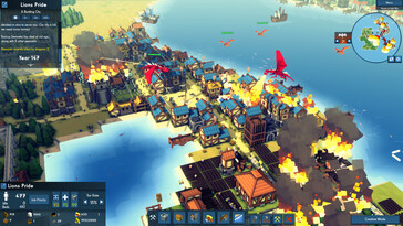An image showing a city destroyed by dragons in Kingdoms and Castles.
