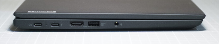 Left side: 2 x USB-C (Tunderbolt 4 + PowerDelivery); HDMI, USB Type-A 3.2 Gen 1; 3.5 mm headset jack